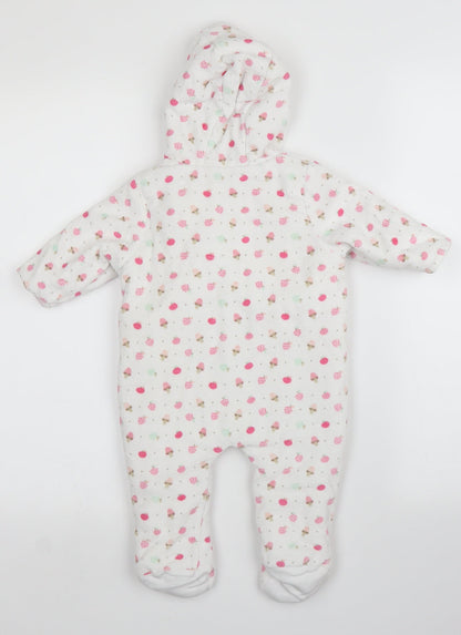 Mothercare Girls White   Babygrow One-Piece Size 3-6 Months