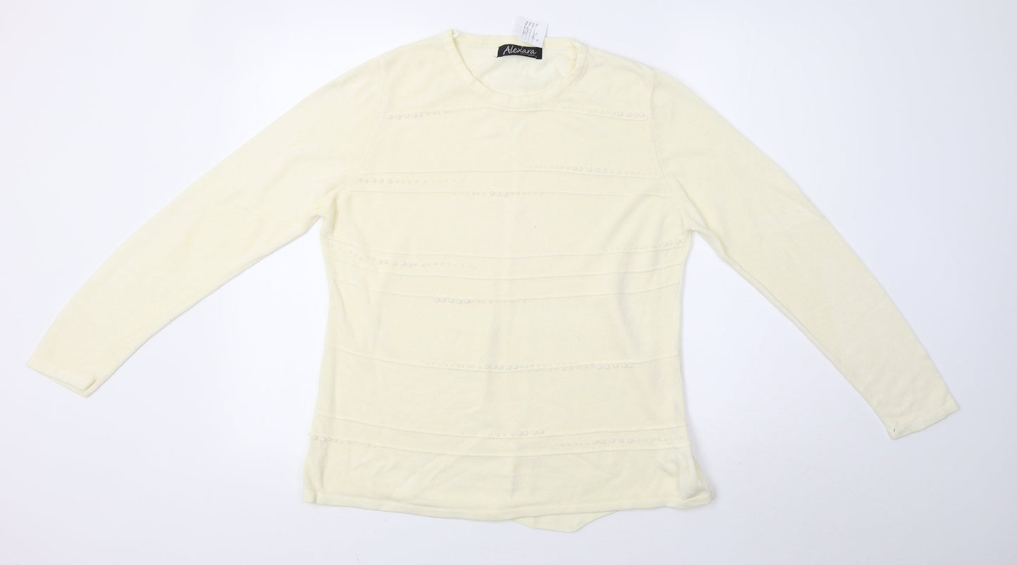 alexara Womens Yellow  Knit Pullover Sweatshirt Size 12