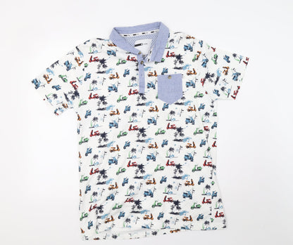 Mens UK Size L code White  Button-Up Short Sleeve Casual Shirt