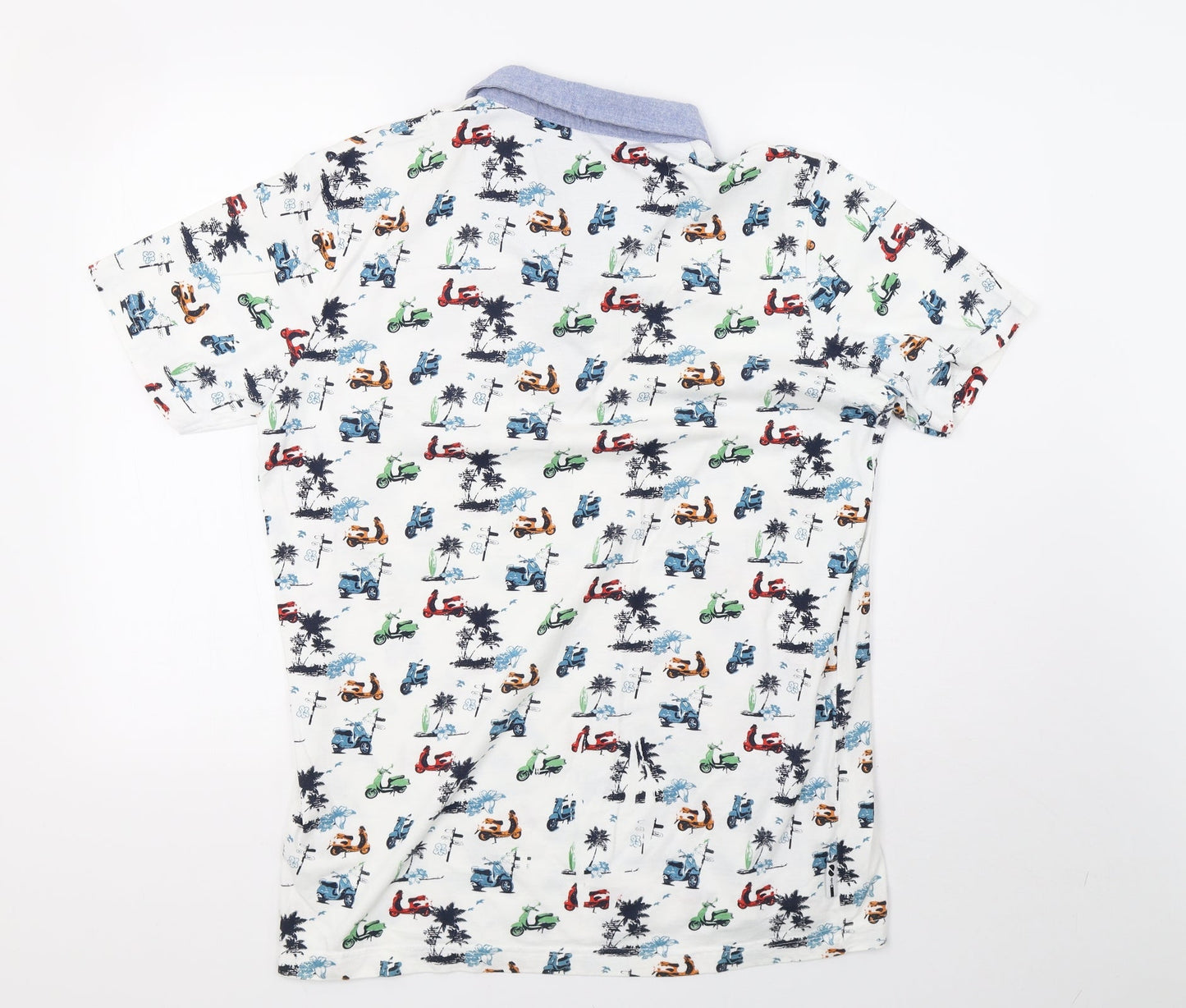 Mens UK Size L code White  Button-Up Short Sleeve Casual Shirt