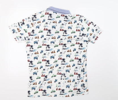Mens UK Size L code White  Button-Up Short Sleeve Casual Shirt