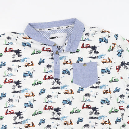 Mens UK Size L code White  Button-Up Short Sleeve Casual Shirt