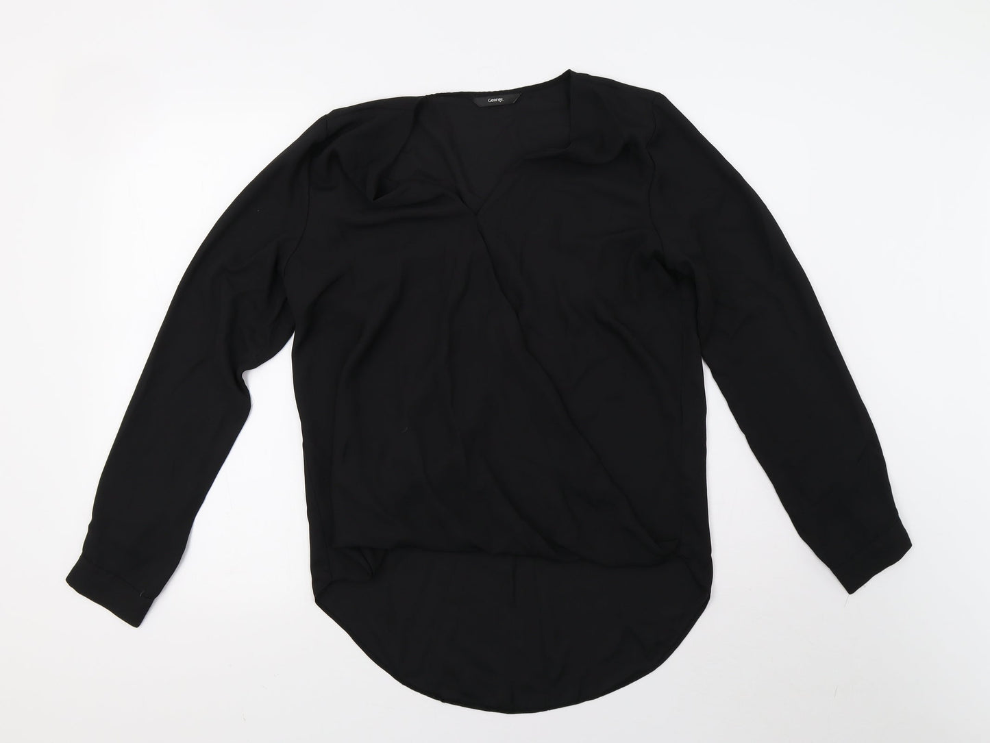 George Womens Black  Mesh Basic Blouse Size 12