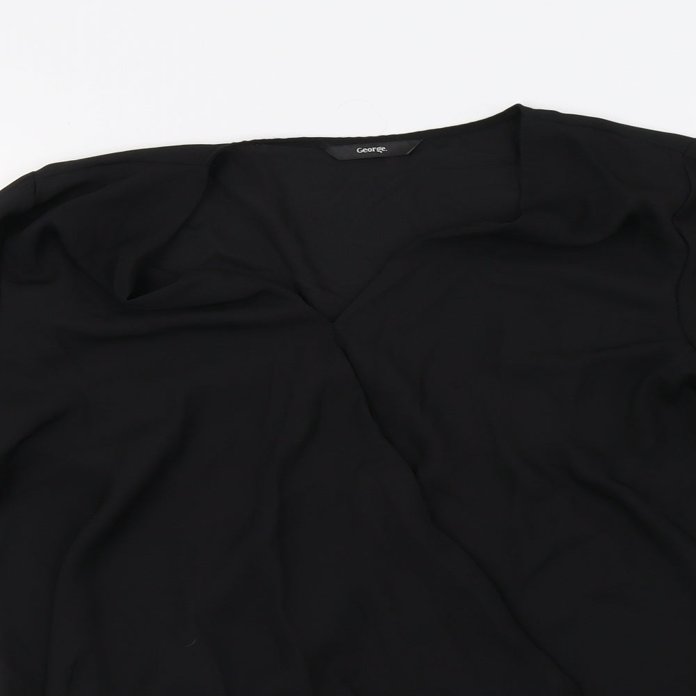 George Womens Black  Mesh Basic Blouse Size 12