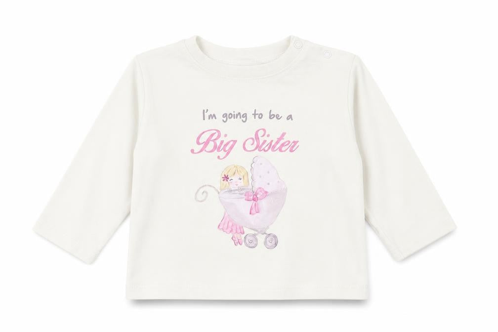 Front view of Preworn girls’ white pullover t-shirt, size 18-24, months