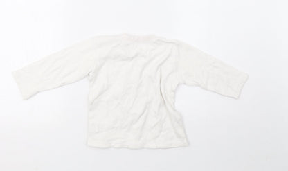 Preworn Girls White   Pullover T-Shirt Size 18-24 Months