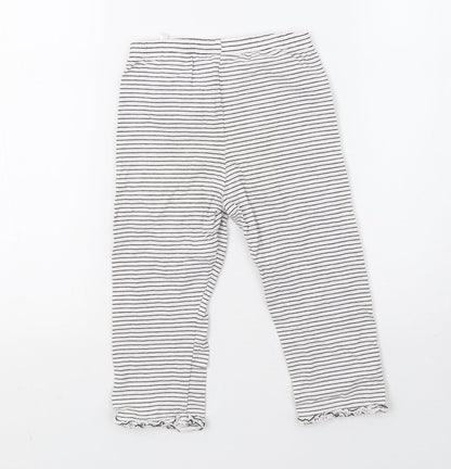 saisnburys Girls White Striped   Pyjama Pants Size 7-8 Years