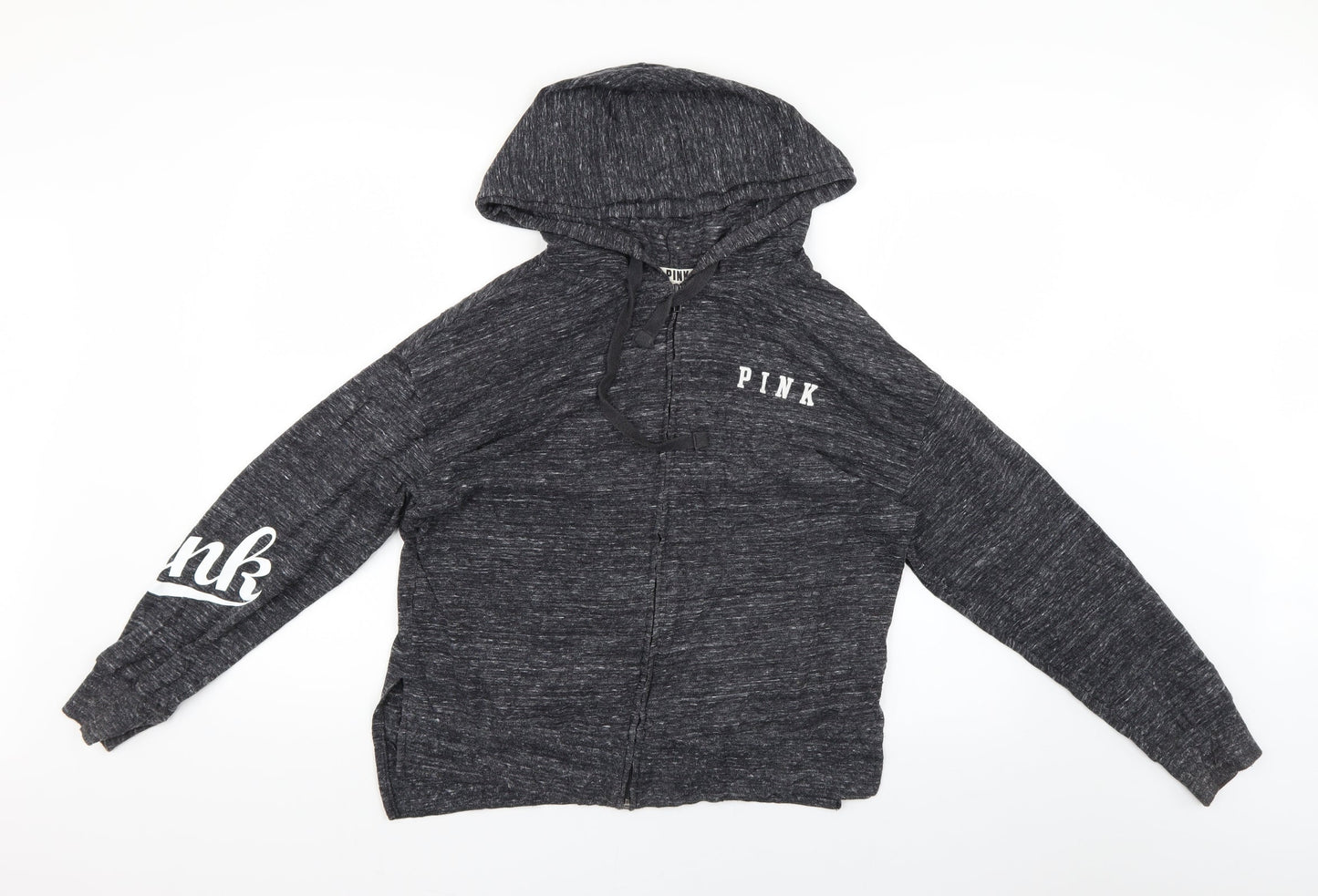 PINK Womens Grey Geometric  Full Zip Hoodie Size XS