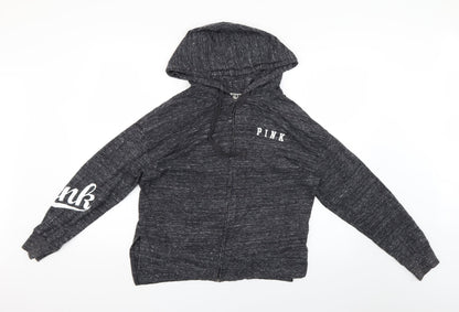 PINK Womens Grey Geometric  Full Zip Hoodie Size XS