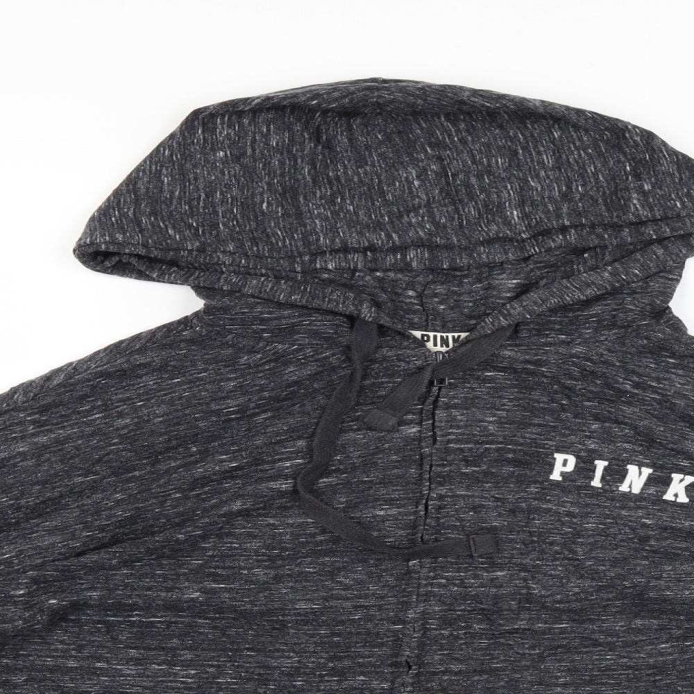 PINK Womens Grey Geometric  Full Zip Hoodie Size XS