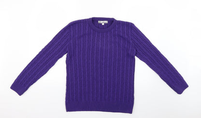 Womens UK Size L pure & natural Purple Pullover Jumper