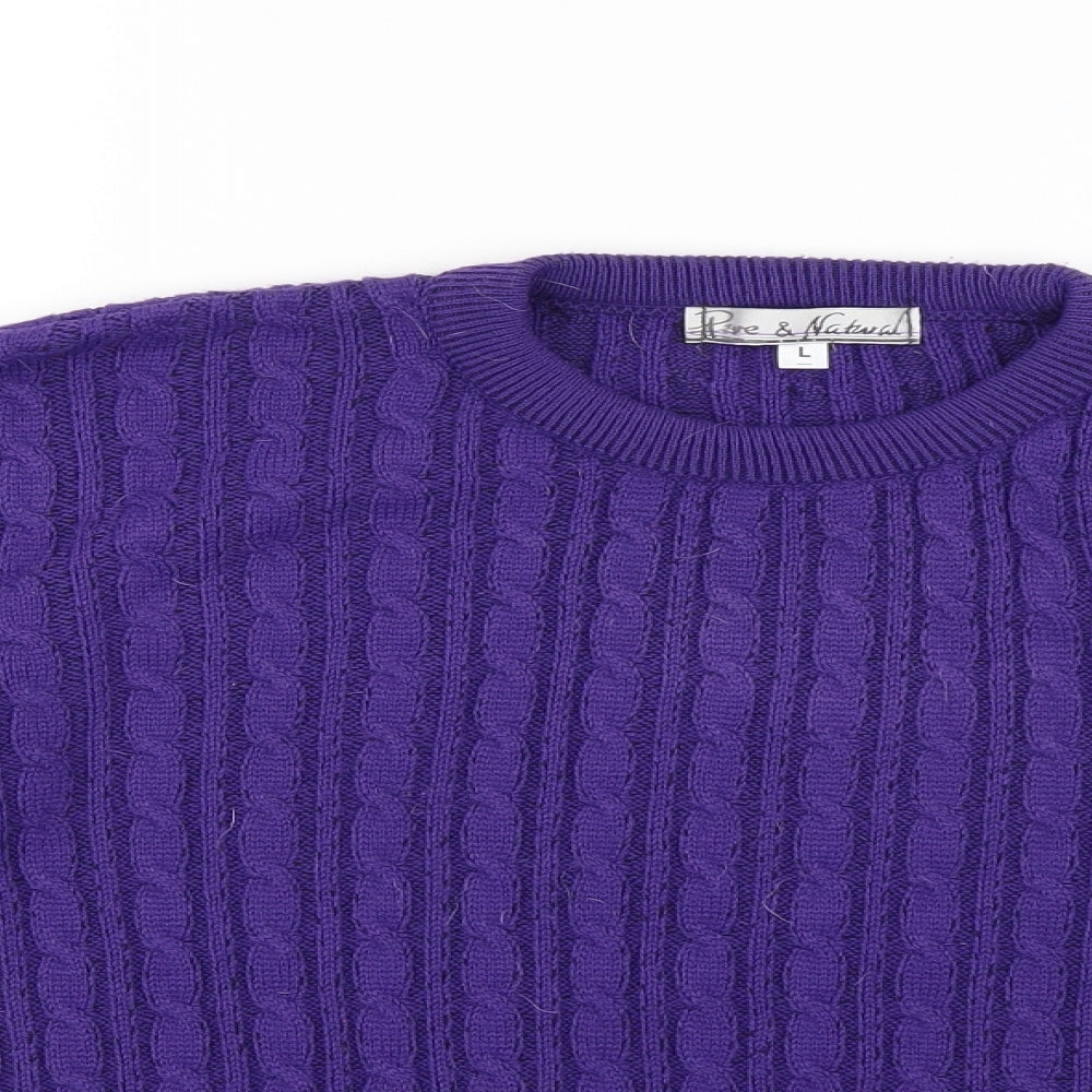 Womens UK Size L pure & natural Purple Pullover Jumper