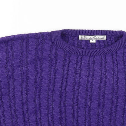 Womens UK Size L pure & natural Purple Pullover Jumper