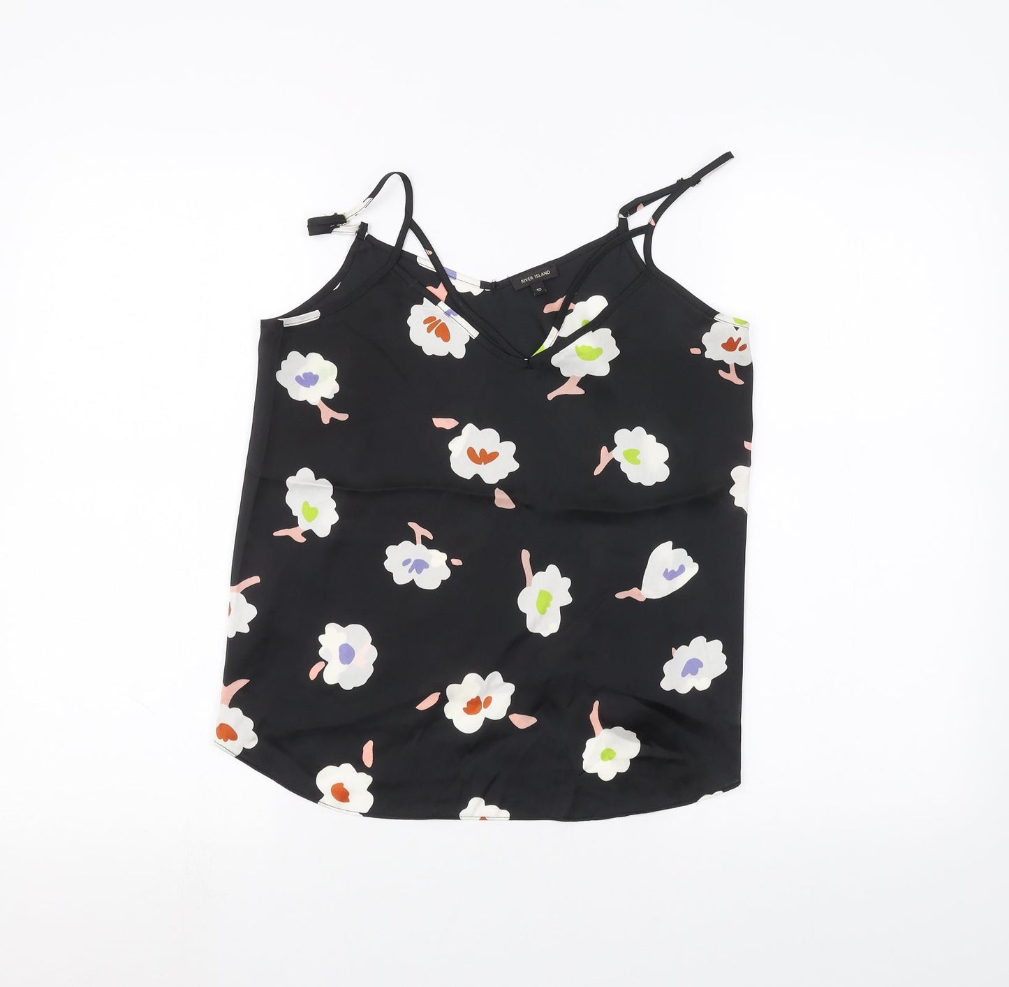 Womens UK Size 10 River Island Black Basic Blouse