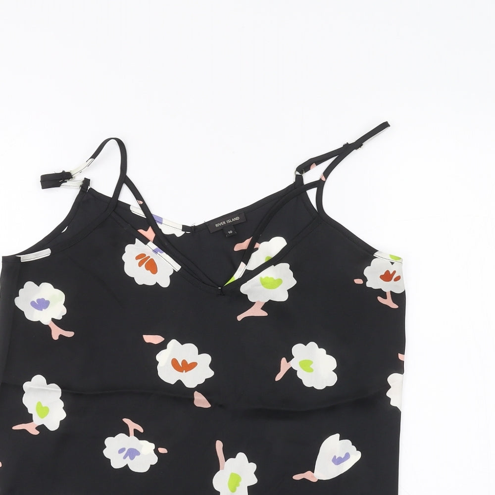 Womens UK Size 10 River Island Black Basic Blouse