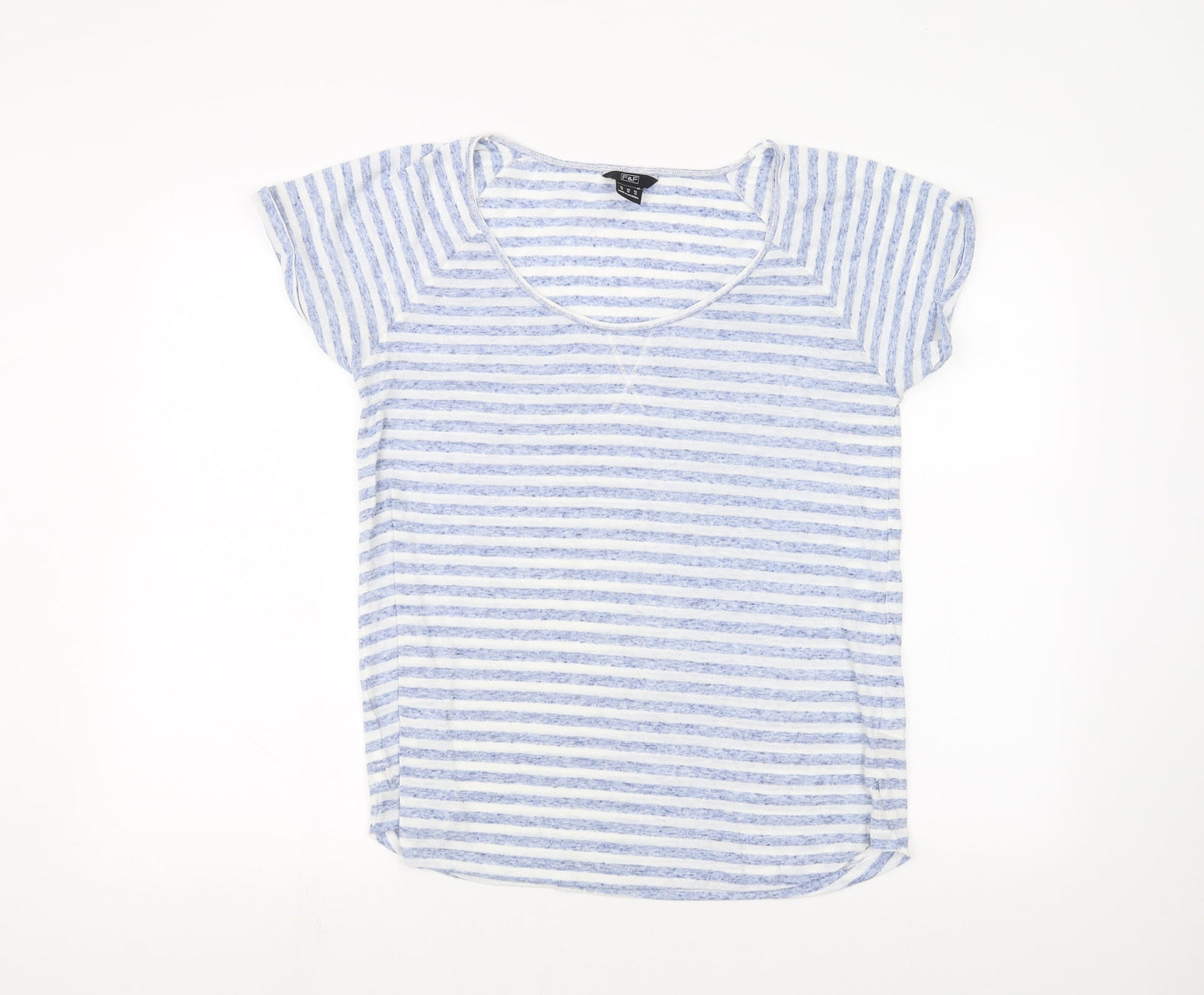 F&F Womens White Striped  Basic T-Shirt Size 14