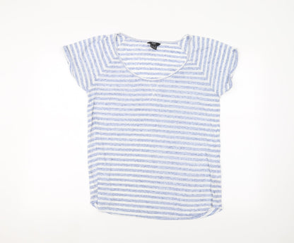 F&F Womens White Striped  Basic T-Shirt Size 14