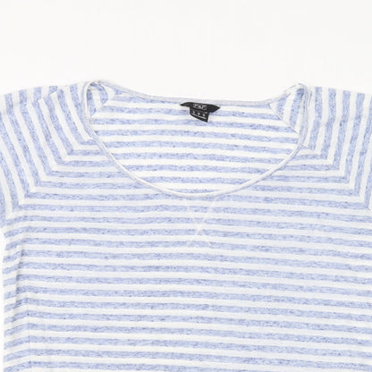 F&F Womens White Striped  Basic T-Shirt Size 14