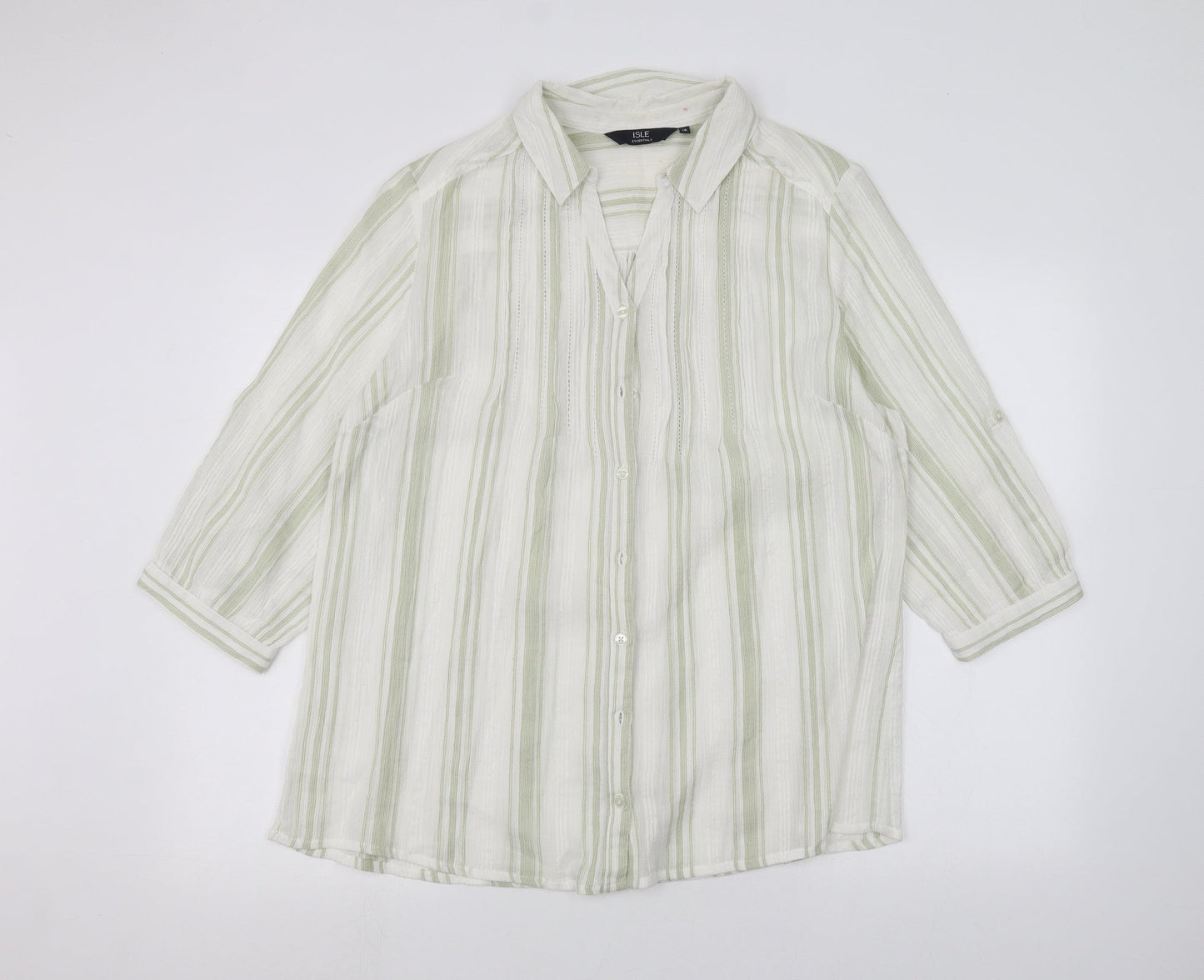 Womens UK Size 18 ISLE White Basic Button-Up