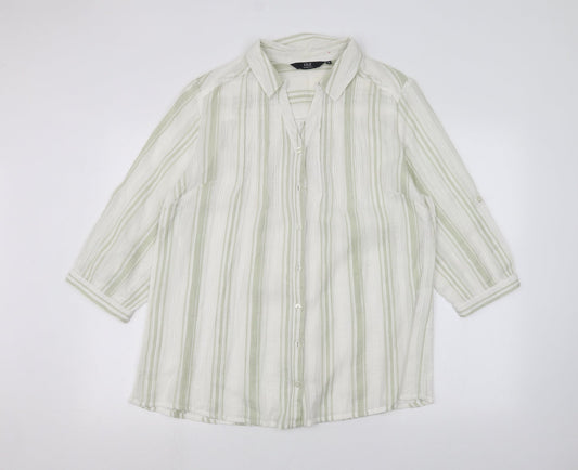 ISLE Womens White Striped  Basic Button-Up Size 18