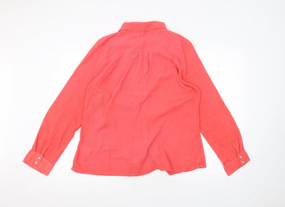 Womens UK Size 14 DASH Pink Basic Button-Up