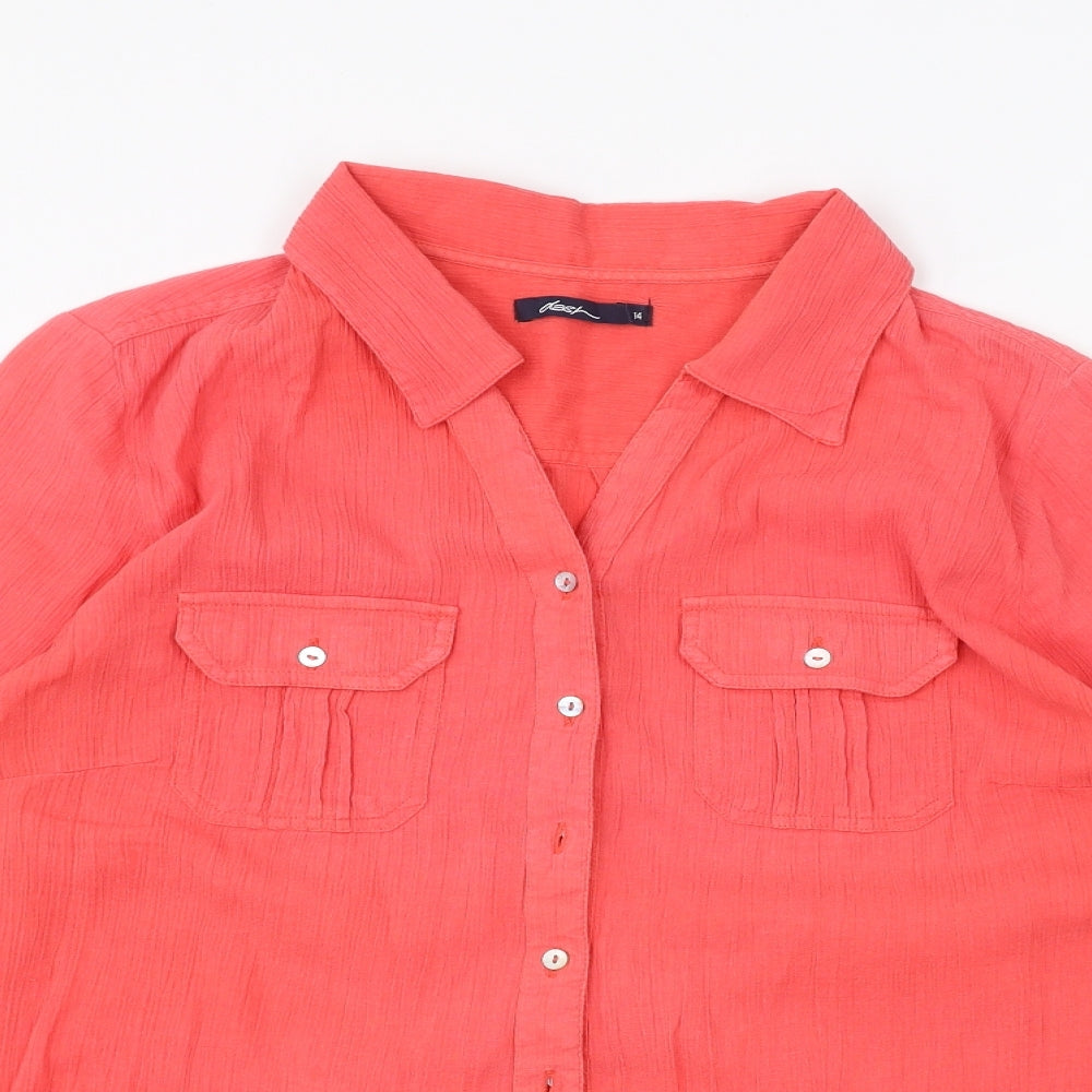 Womens UK Size 14 DASH Pink Basic Button-Up