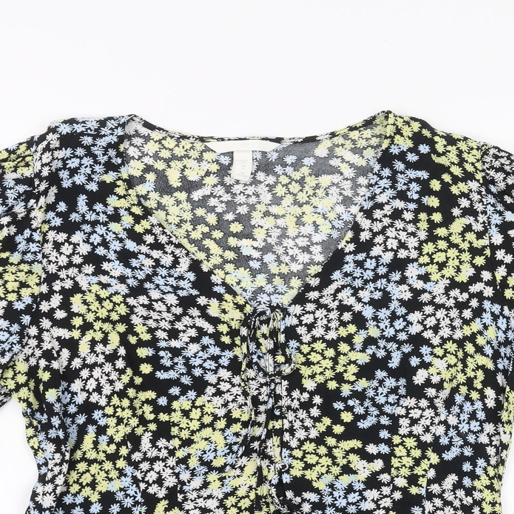 Womens UK Size 12 H&M Black Basic T-Shirt
