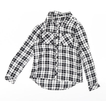 Candy Couture Girls Black Check  Basic Button-Up Size 11-12 Years