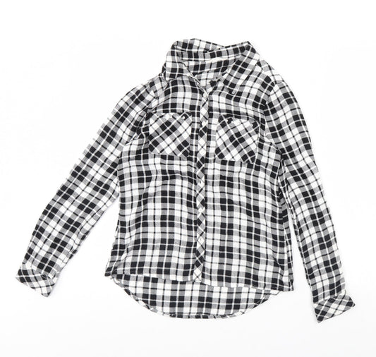Candy Couture Girls Black Check  Basic Button-Up Size 11-12 Years