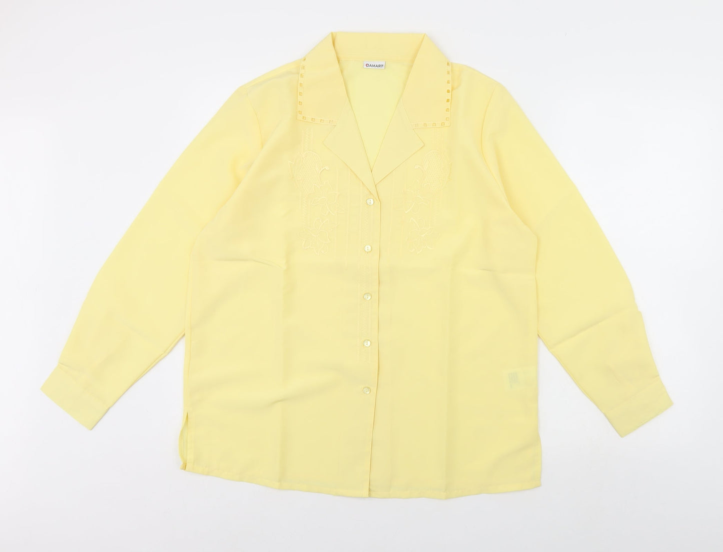 Womens UK Size 16 Damart Yellow Basic Button-Up