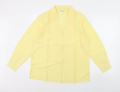 Womens UK Size 16 Damart Yellow Basic Button-Up