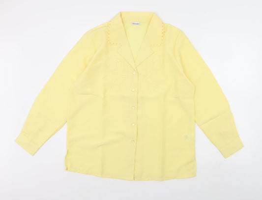Womens UK Size 16 Damart Yellow Basic Button-Up