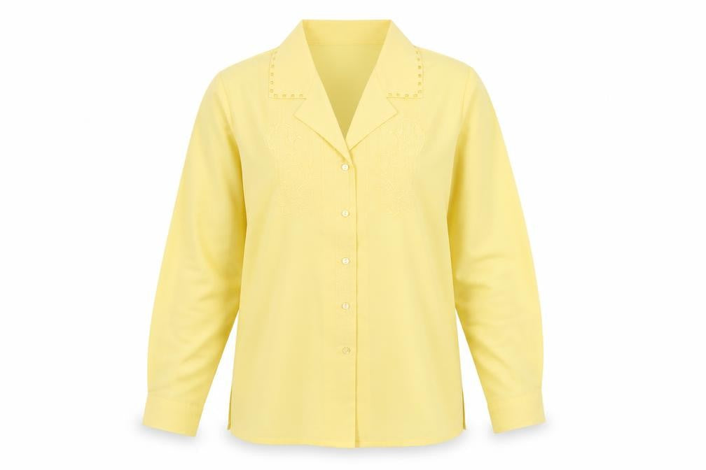 Womens UK Size 16 Damart Yellow Basic Button-Up