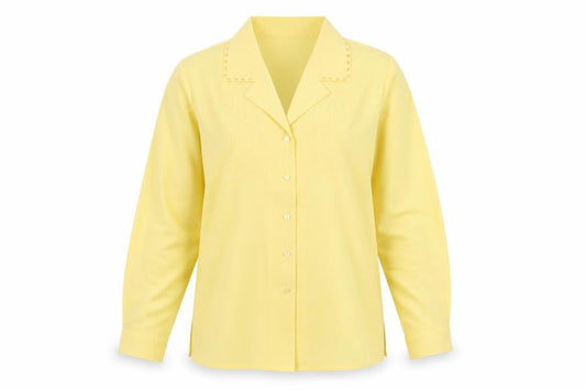 Womens UK Size 16 Damart Yellow Basic Button-Up
