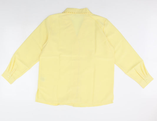 Womens UK Size 16 Damart Yellow Basic Button-Up