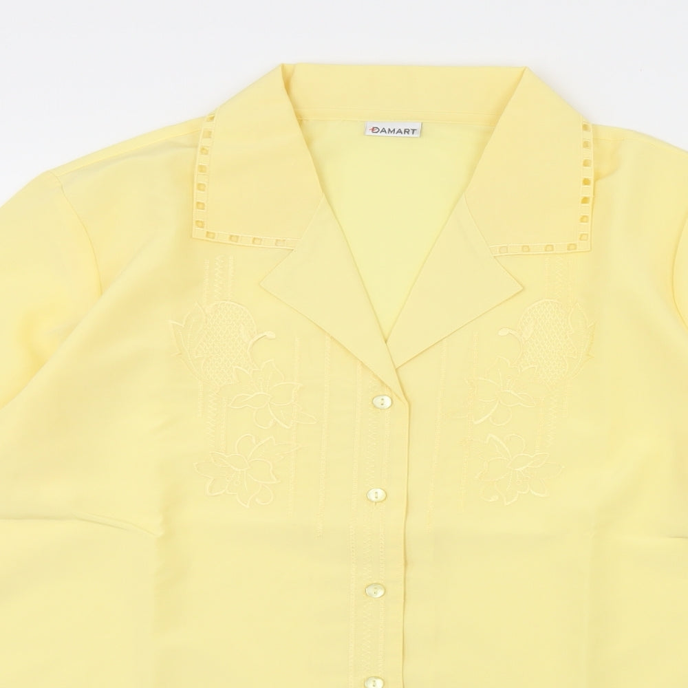 Womens UK Size 16 Damart Yellow Basic Button-Up