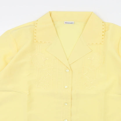 Womens UK Size 16 Damart Yellow Basic Button-Up