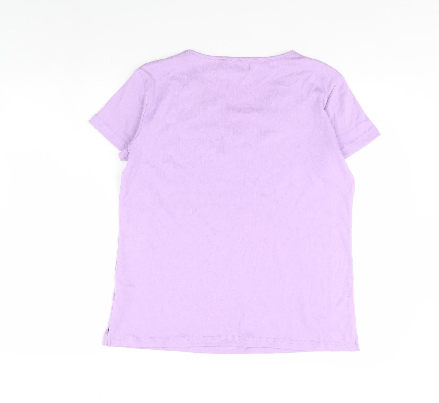Womens UK Size L TEXT Purple Basic Blouse