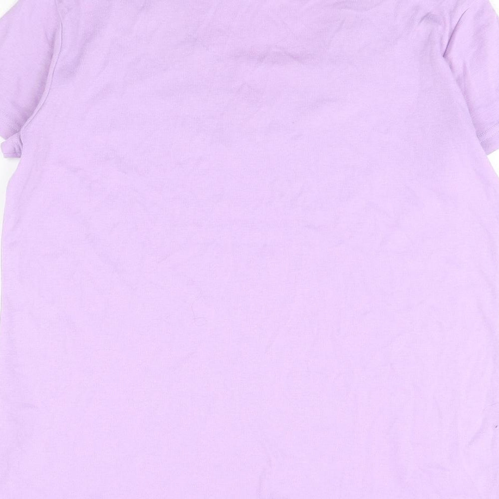 Womens UK Size L TEXT Purple Basic Blouse