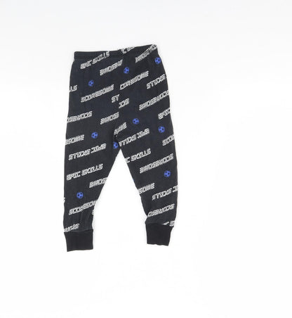 George Boys Black Solid   Pyjama Pants Size 2 Years  - Football