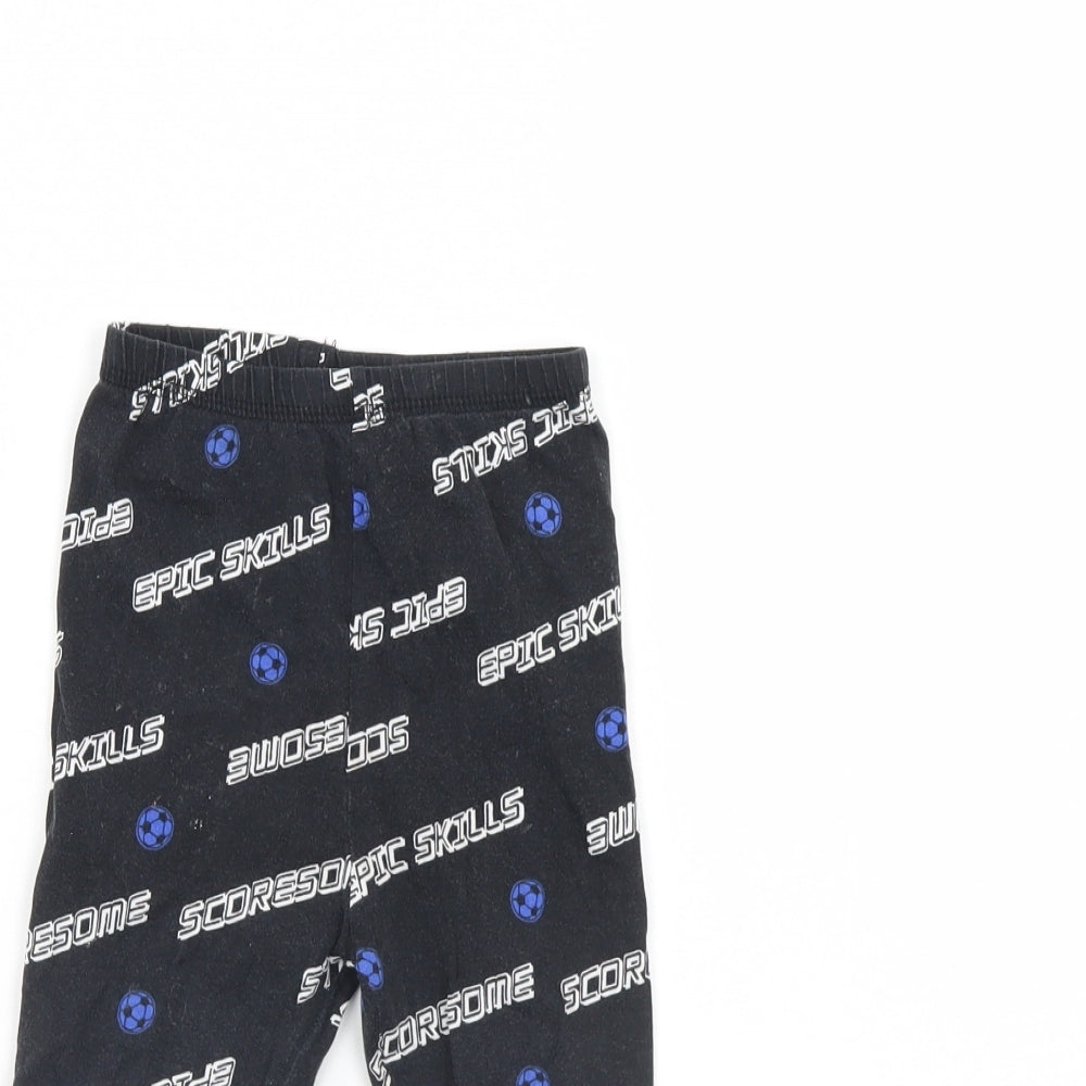 George Boys Black Solid   Pyjama Pants Size 2 Years  - Football