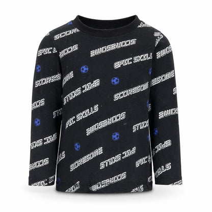 George Boys Black Striped   Pyjama Top Size 2 Years  - Football