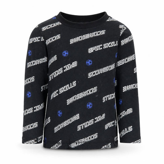 George Boys Black Striped   Pyjama Top Size 2 Years  - Football