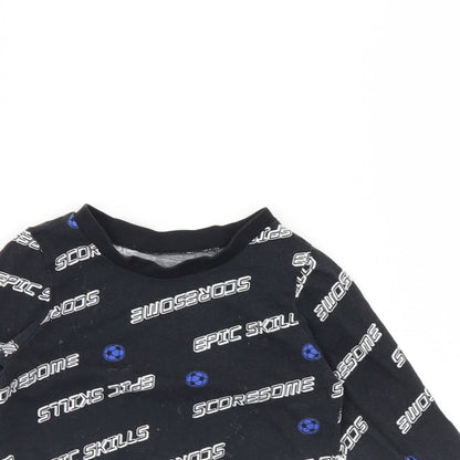 George Boys Black Striped   Pyjama Top Size 2 Years  - Football