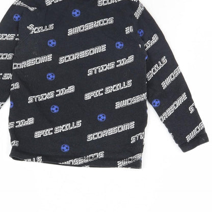 George Boys Black Striped   Pyjama Top Size 2 Years  - Football