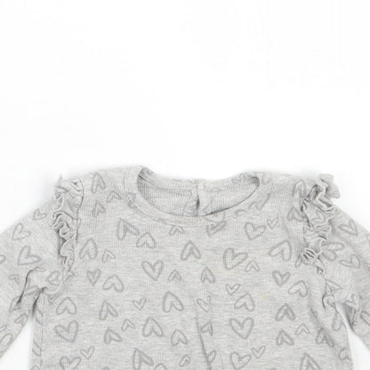 George Girls Grey Geometric  Basic T-Shirt Size 18-24 Months