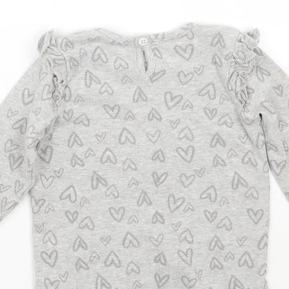 George Girls Grey Geometric  Basic T-Shirt Size 18-24 Months