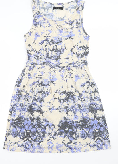 VILA Womens White Floral  A-Line  Size M