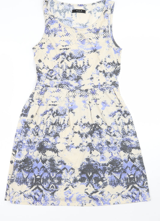 VILA Womens White Floral  A-Line  Size M