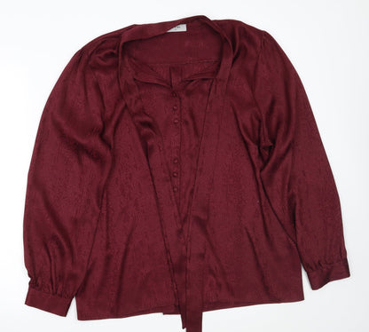 Womens UK Size 18 Soon Red Basic Button-Up